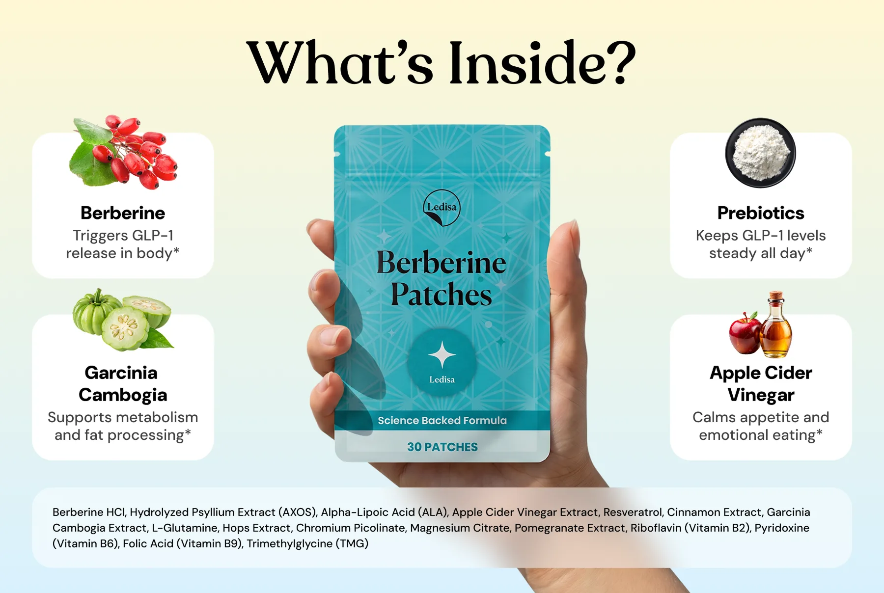 Ledisa Berberine Patches ingredients